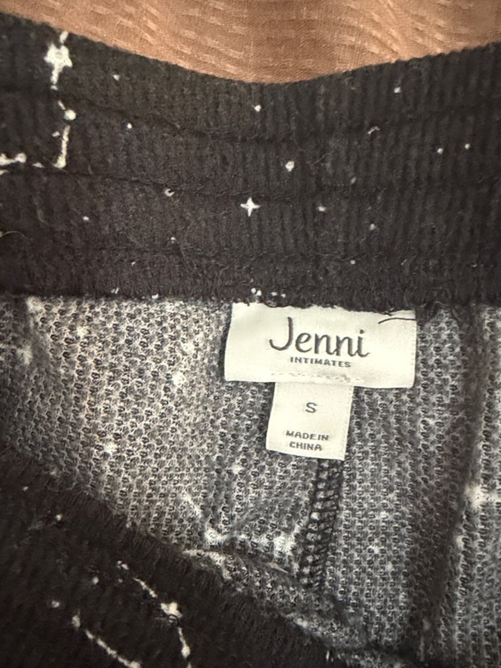 Jenni Black Lounge Pants with White Star Print - Picture 2 of 2